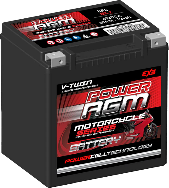 MX-2 - 30AH 450 CCAs AGM Motorcycle Battery | Power AGM
