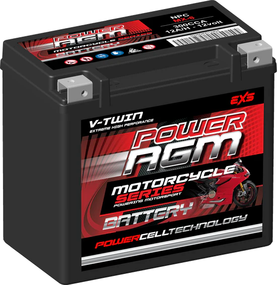 MX-8 - 12AH 300CCAs AGM Motorcycle Battery | Power AGM