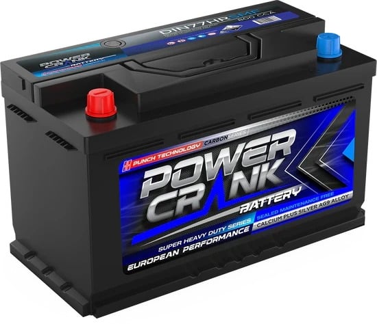 DIN77HR Super Crank European Performance Series Car Battery Maintenance Free Power Crank